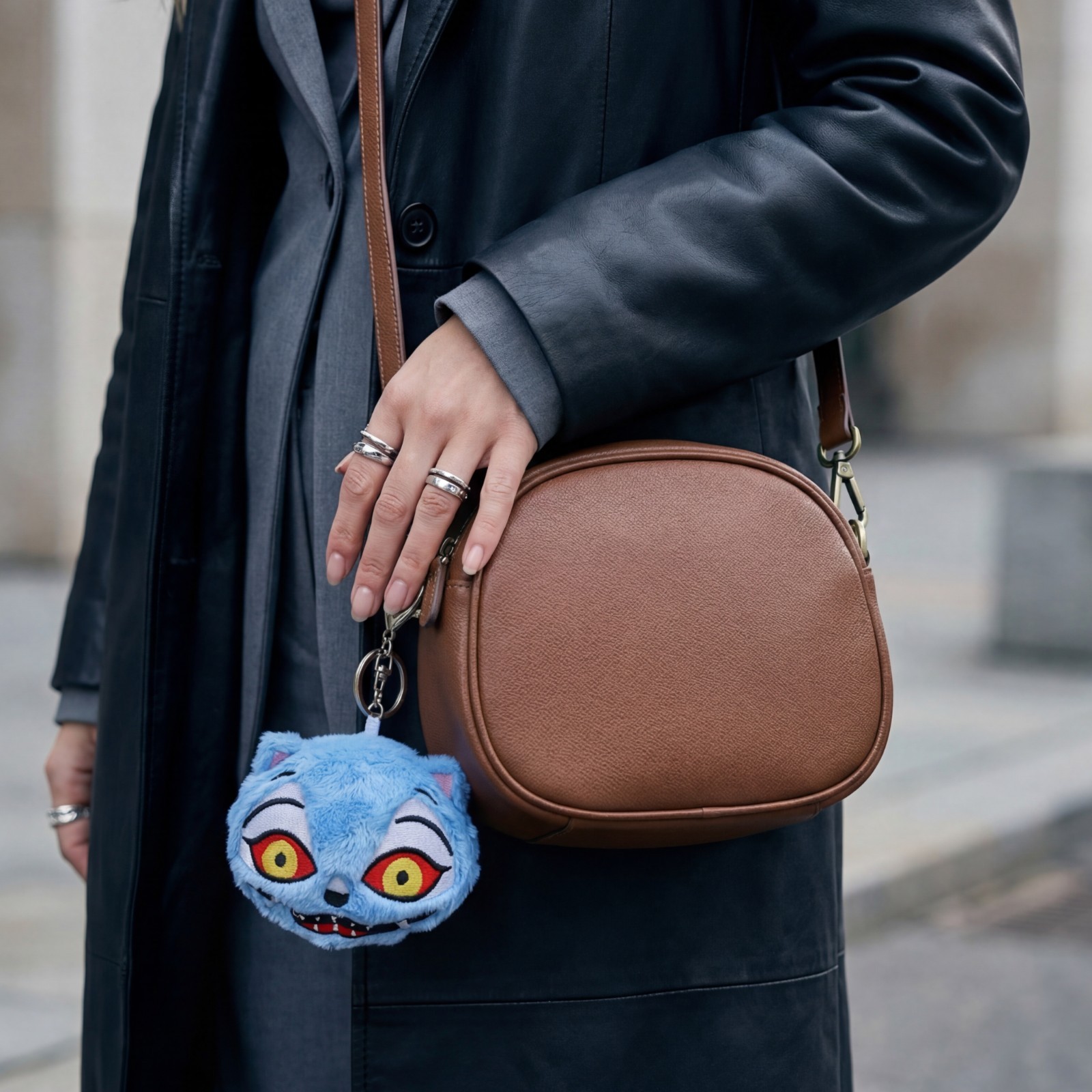 Derpy Blue Tiger Minhwa Plush 4.5-Inches Keychain