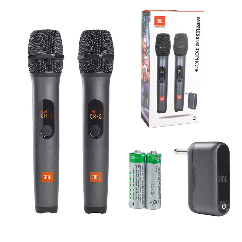 JBL Wireless Microphone Handheld UHF Dual Channel Mike 6-Hour Battery-USA