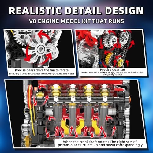 V8 Engine Model kit That Run,Build Your Own Mini V8 V8 Engine Building Set