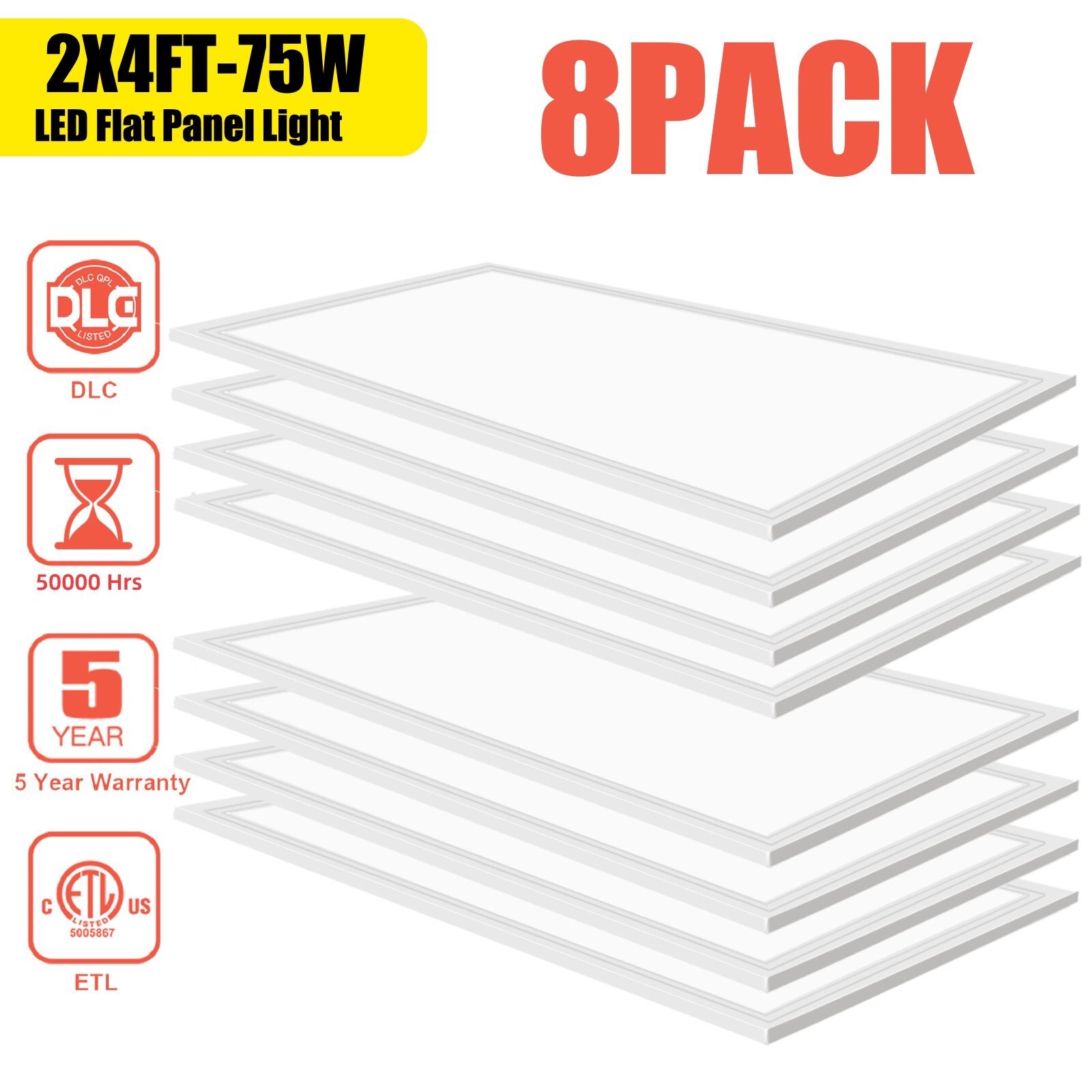 2x4 LED Flat Panel Light 75W Dimmable 2x4 Drop Ceiling Commercial Lights Fixture