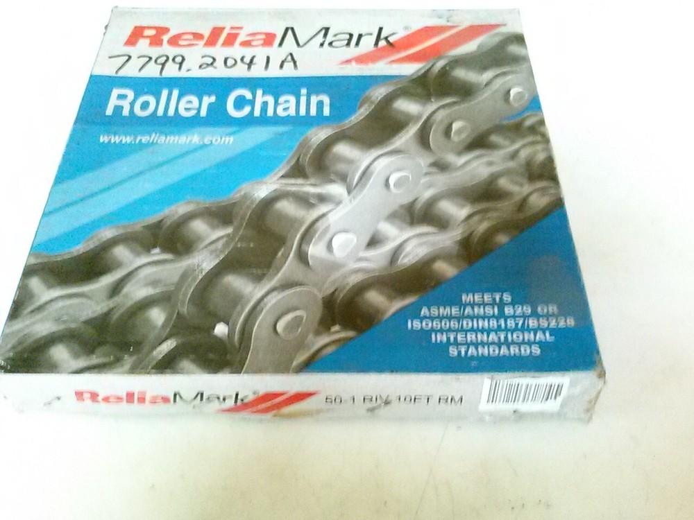 Reliamark 50-1 RIV roller chain, 10' roll.