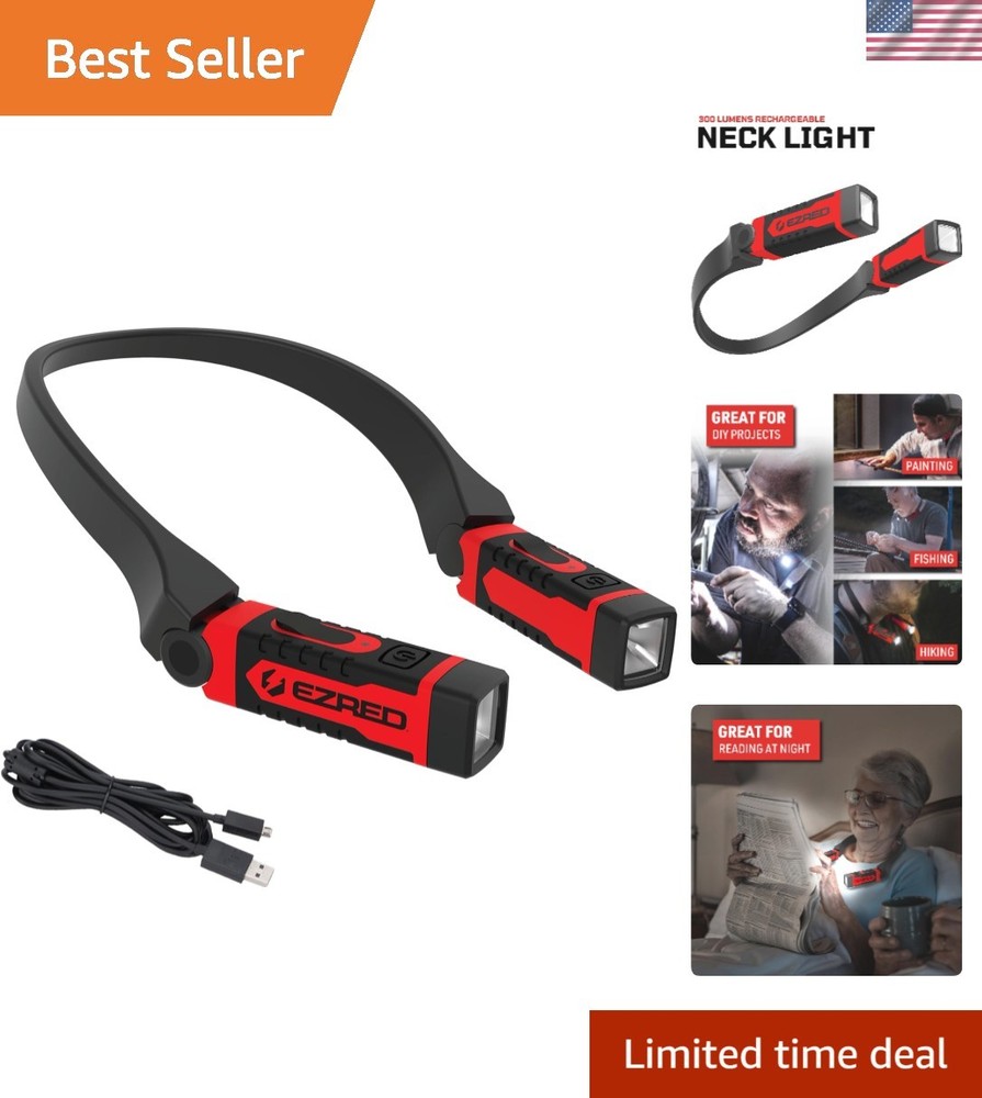 Rechargeable Neck Light - Hands-Free Lighting, Ideal for Mechanics, Camping, DIY