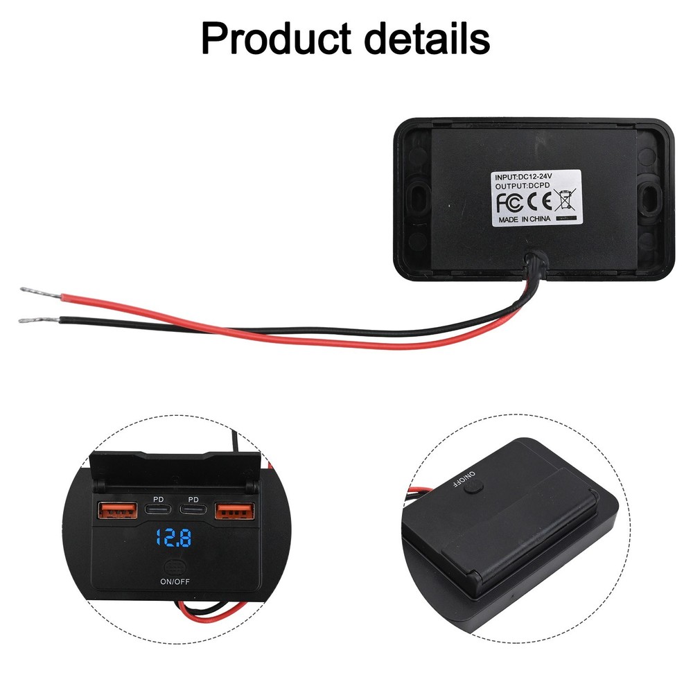 Four Port USB Outlet Designed for Vehicles Supporting Quick Charge Technology