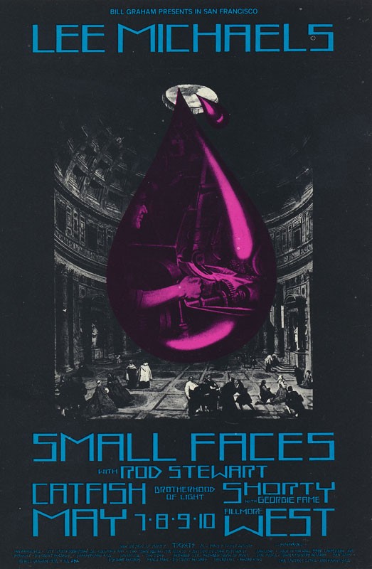 David Singer 1970 Lee Michaels Small Faces Rod Stewart Fillmore postcard BG232