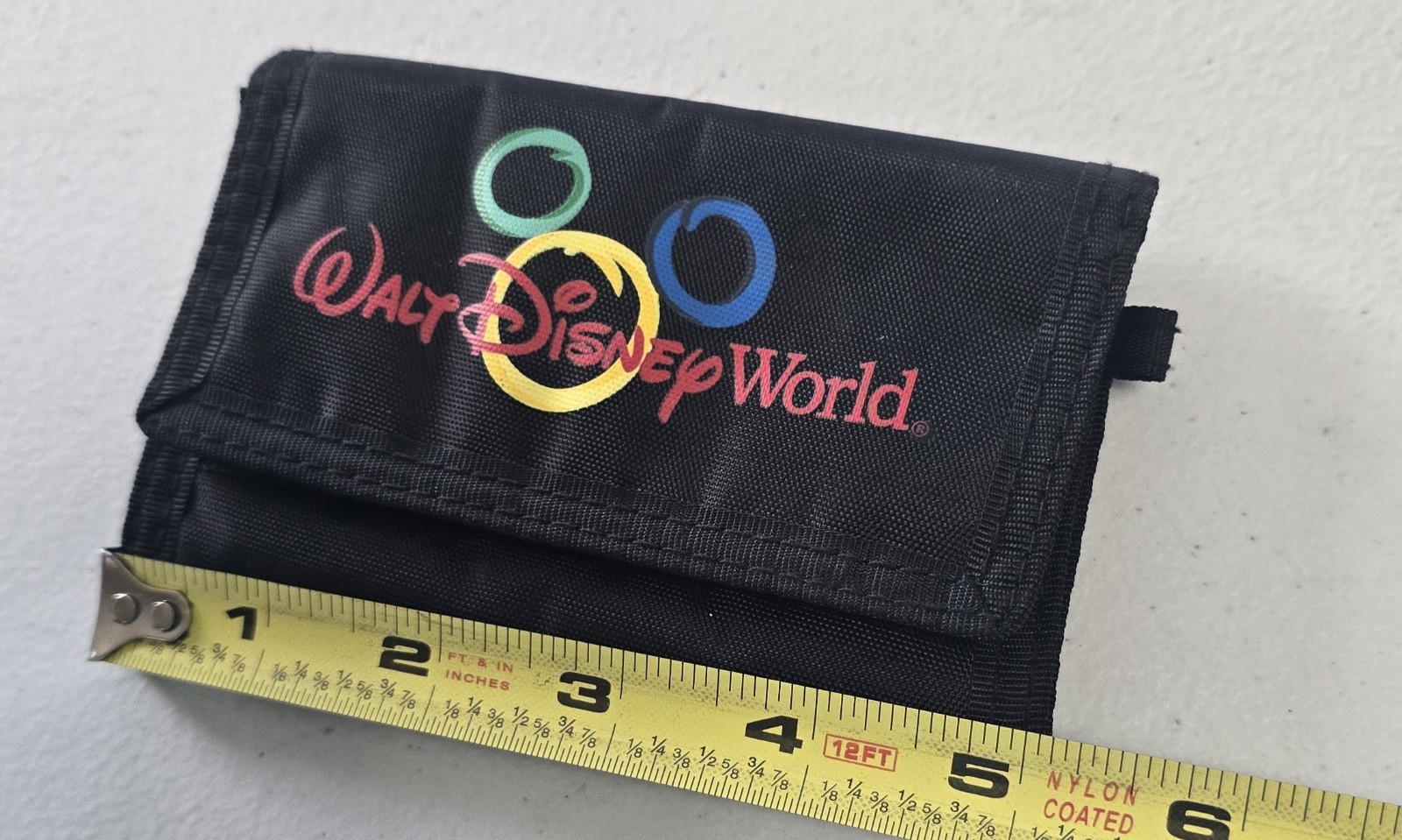 Vintage Walt Disney World Tri Fold Wallet Black Mickey Olympic 80s 90s