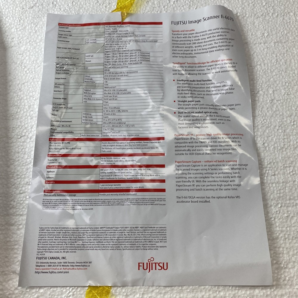 Fujitsu fi-6670 Sheetfed Scanner