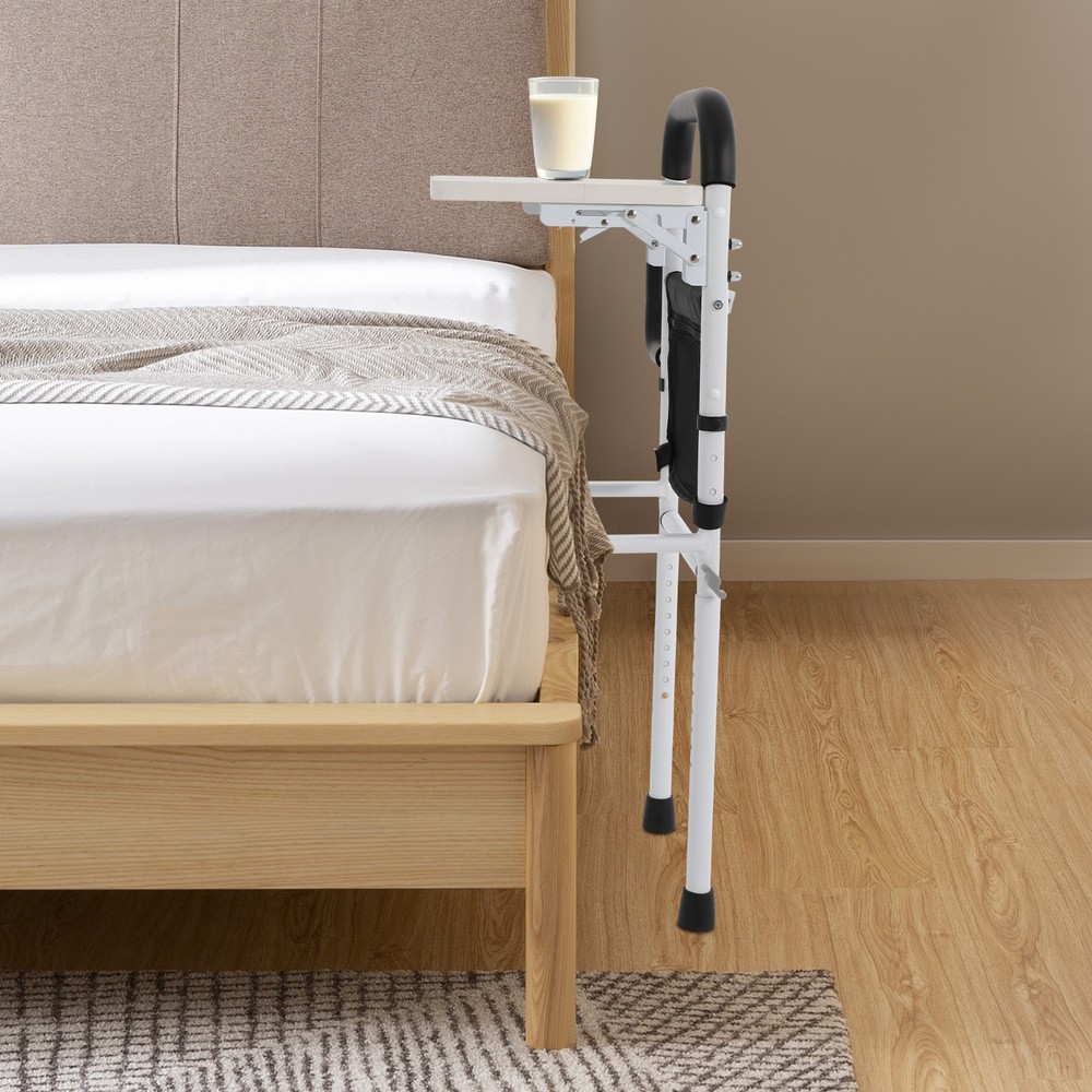 Height Adjustable Bed Rail for Seniors, Sturdy Support & Storage Solutions