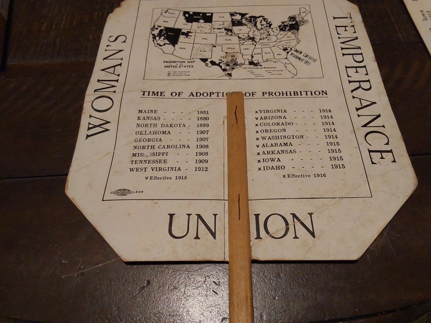 1916 2 Hand Fans WCTU Prohibition Anti Liquor "The World Is Going Dry"