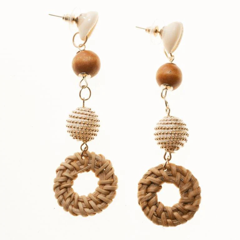 Wood Shell Drop Earrings