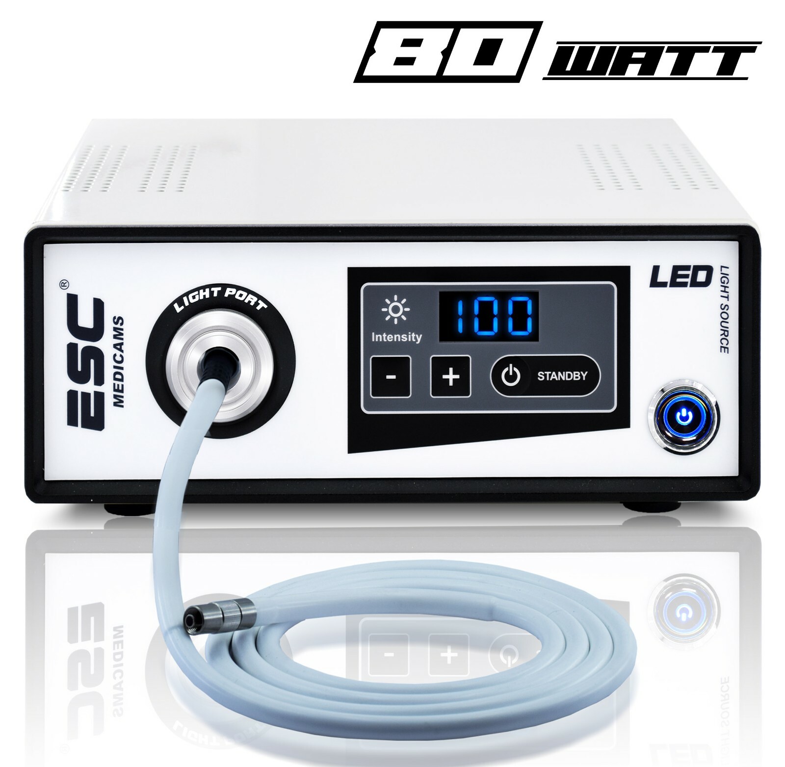 Portable Cold LED Light Source 80W with Fiber Optic for Medical Endoscopy Camera