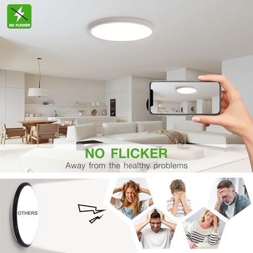 2Pack 12Inch LED Flush Mount Ceiling Light 12inch-2Pack White-3CCT Dimm.