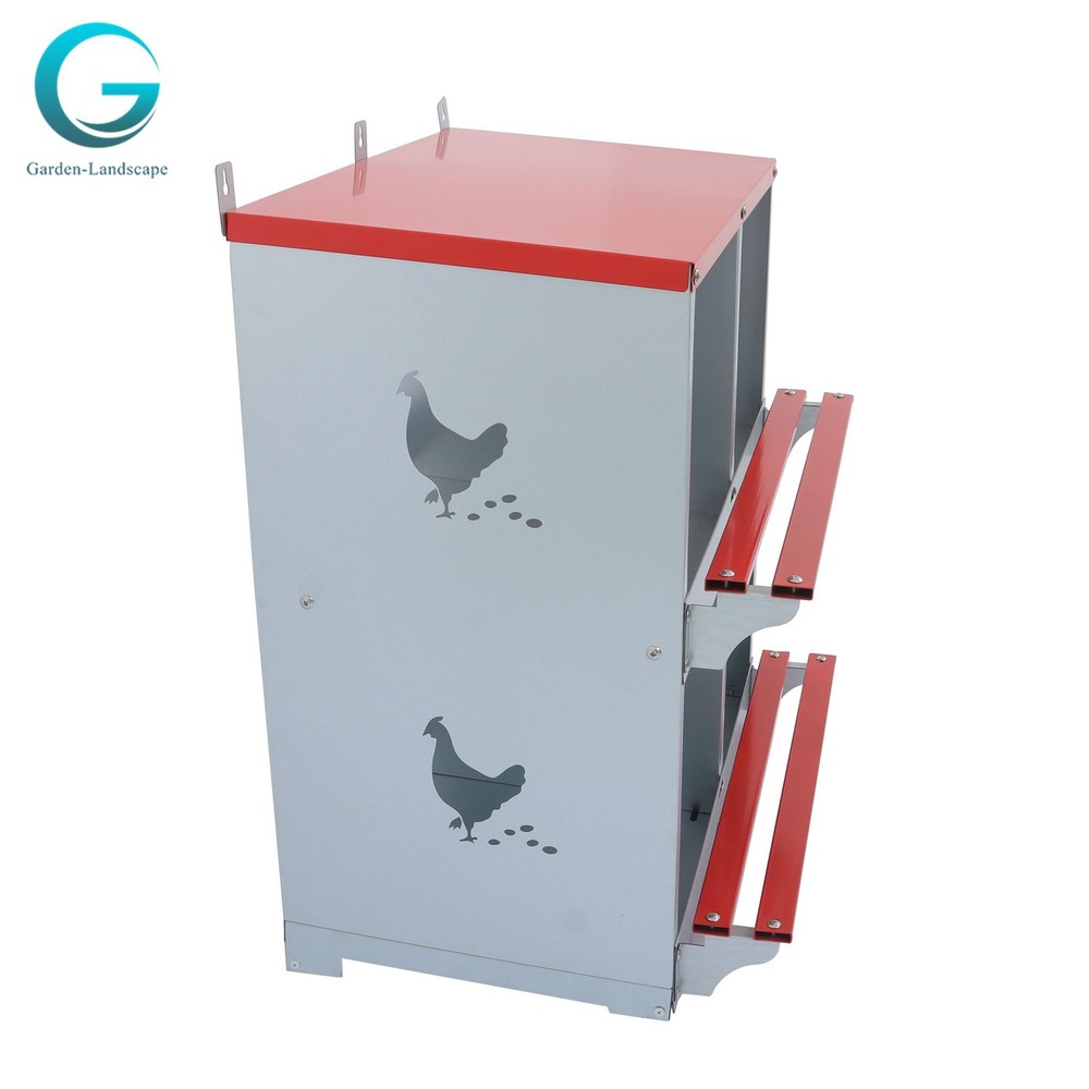 Durable Poultry Nest Box 4 Compartment Chicken Nesting Box Metal Wall Mount