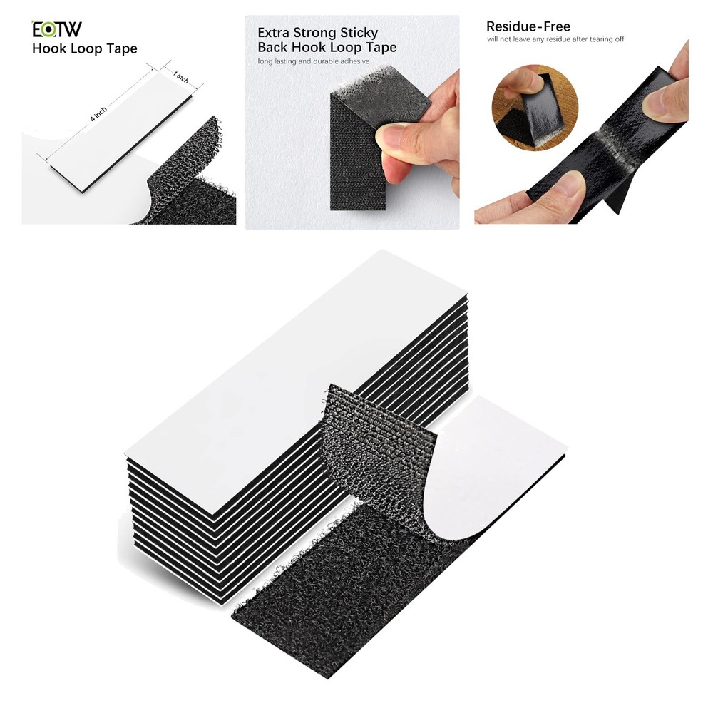 Invisible Wall Fastener Tape - 12 Pack Durable 1x4in Hook and Loop Strips
