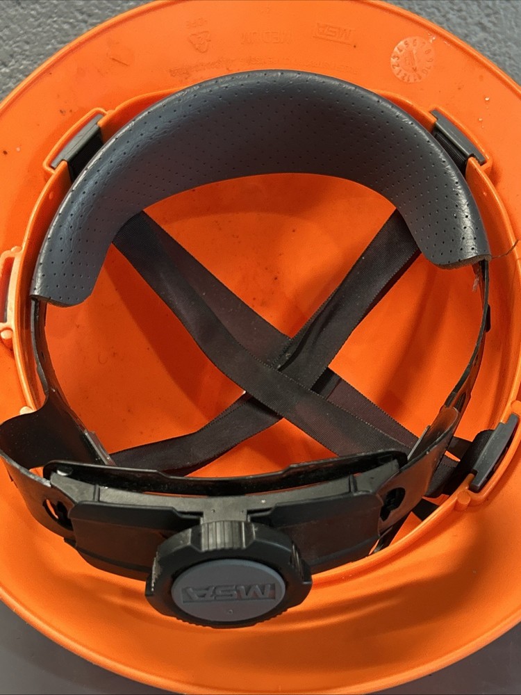MSA Orange Class E hard hat adjustable Medium V-Guard skullgard ￼