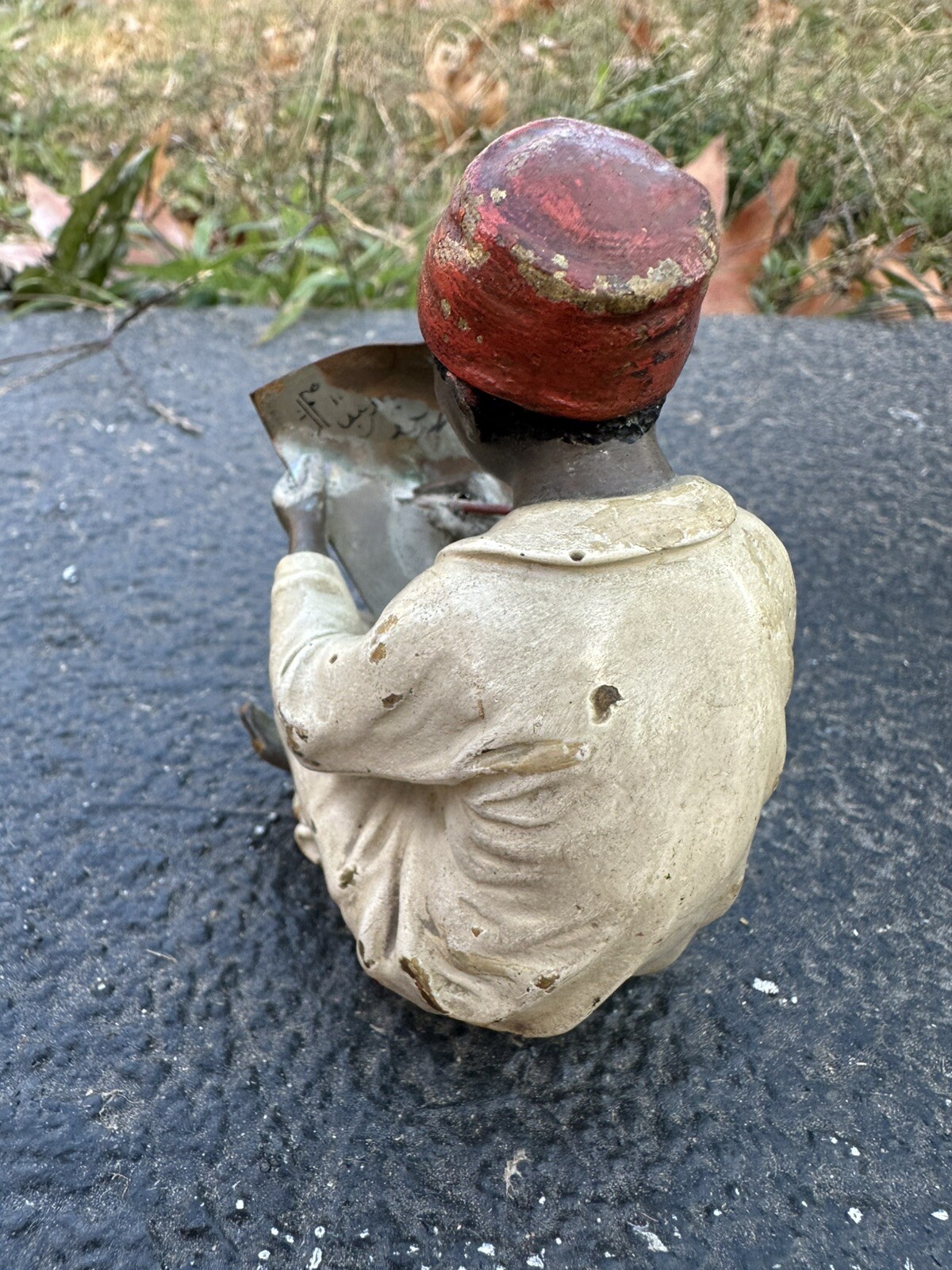 Wonderful Antique Bronze Boy Writing the Arabic