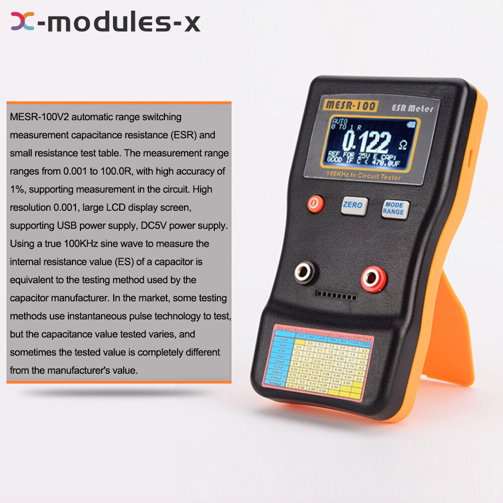 MESR-100 ESR Capacitance Ohm Meter Capacitance Internal Resistance Tester Tool