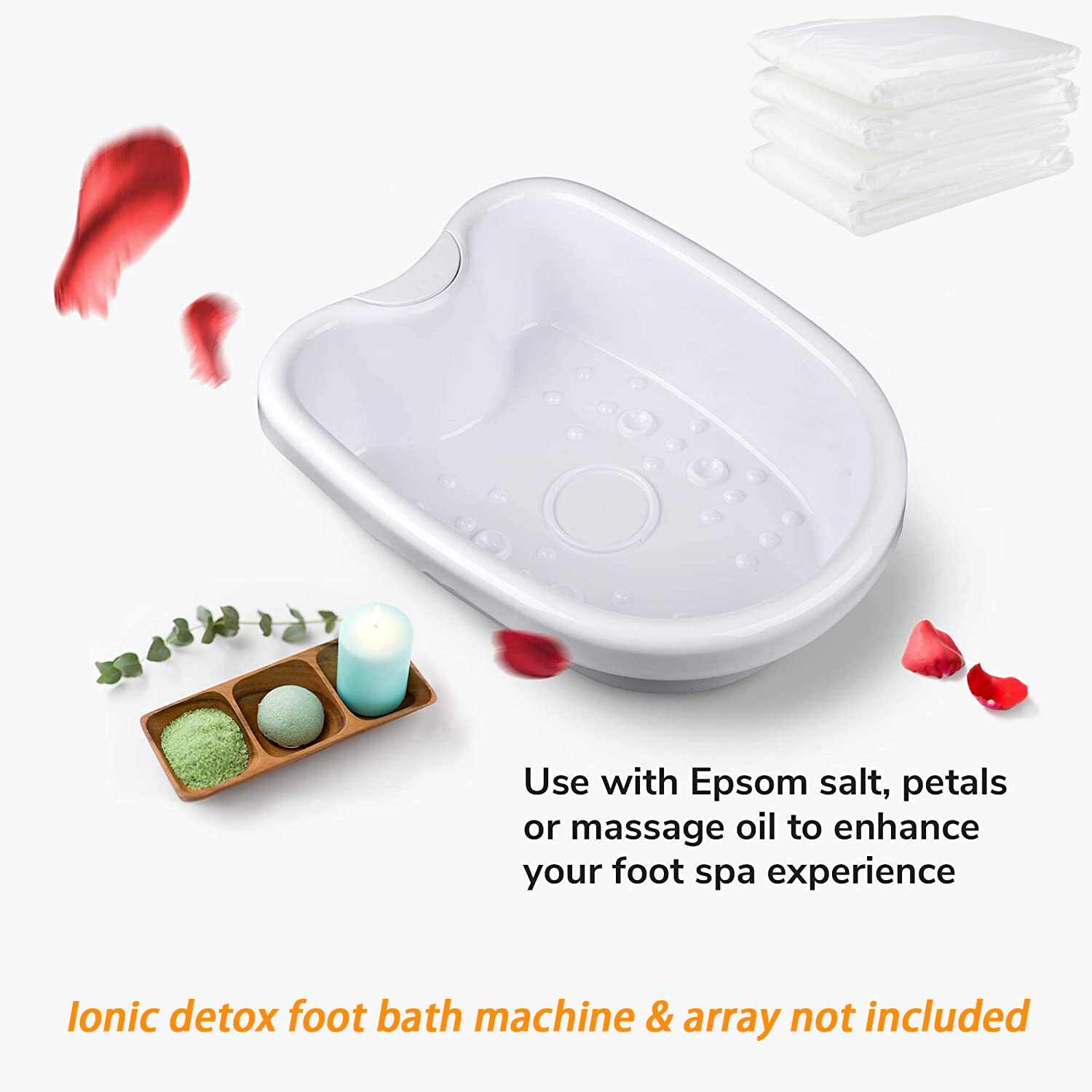 Ion Detox Foot Bath Tub Basin for All Ionic Detox Spa Machines with 100 Liners