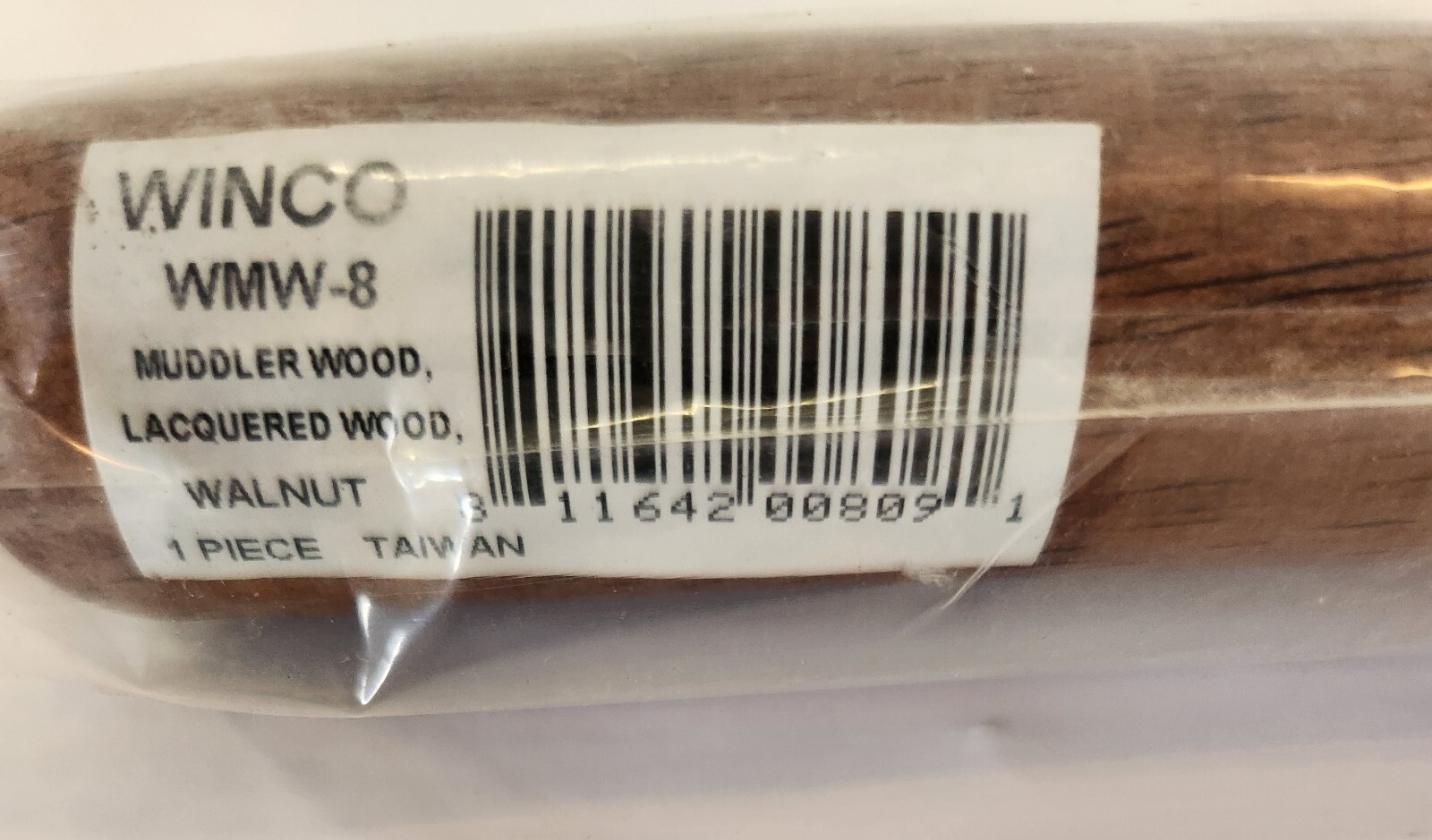 WINCO - WMW-8 - Lacquered Wood Walnut Muddler - 8" - Lot of 10