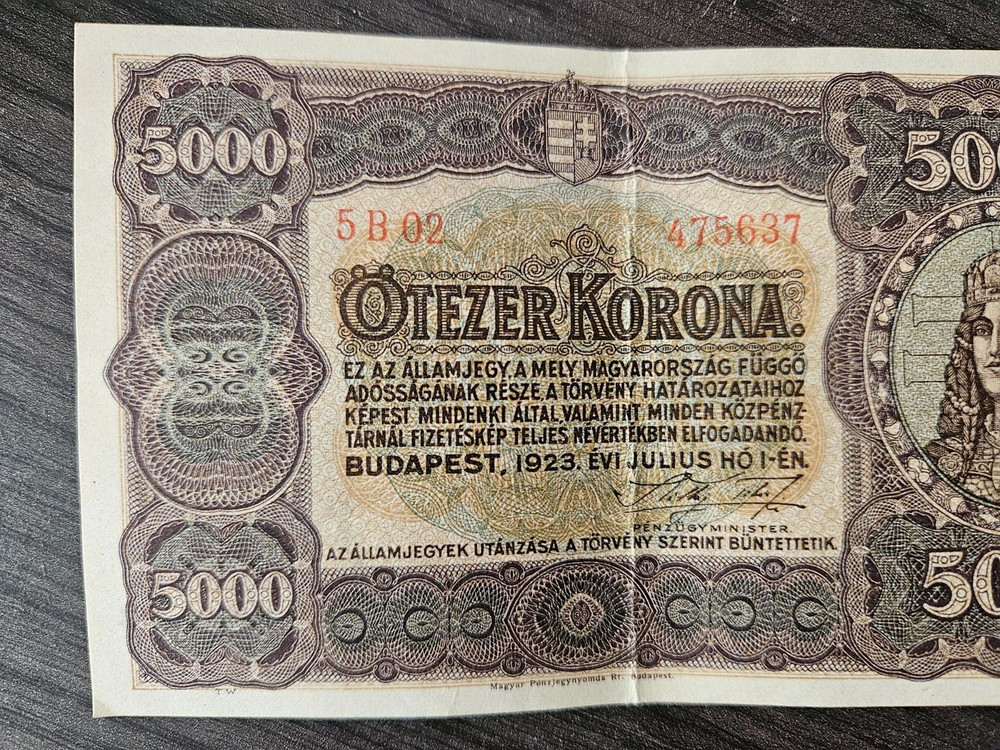 Hungary 5000 korona 1923 banknote