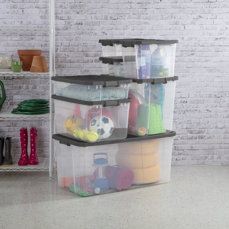 Durable Stackable Storage Bins W/ Lids 40 Quart 2 Pack Heavy Duty Clear Plastic