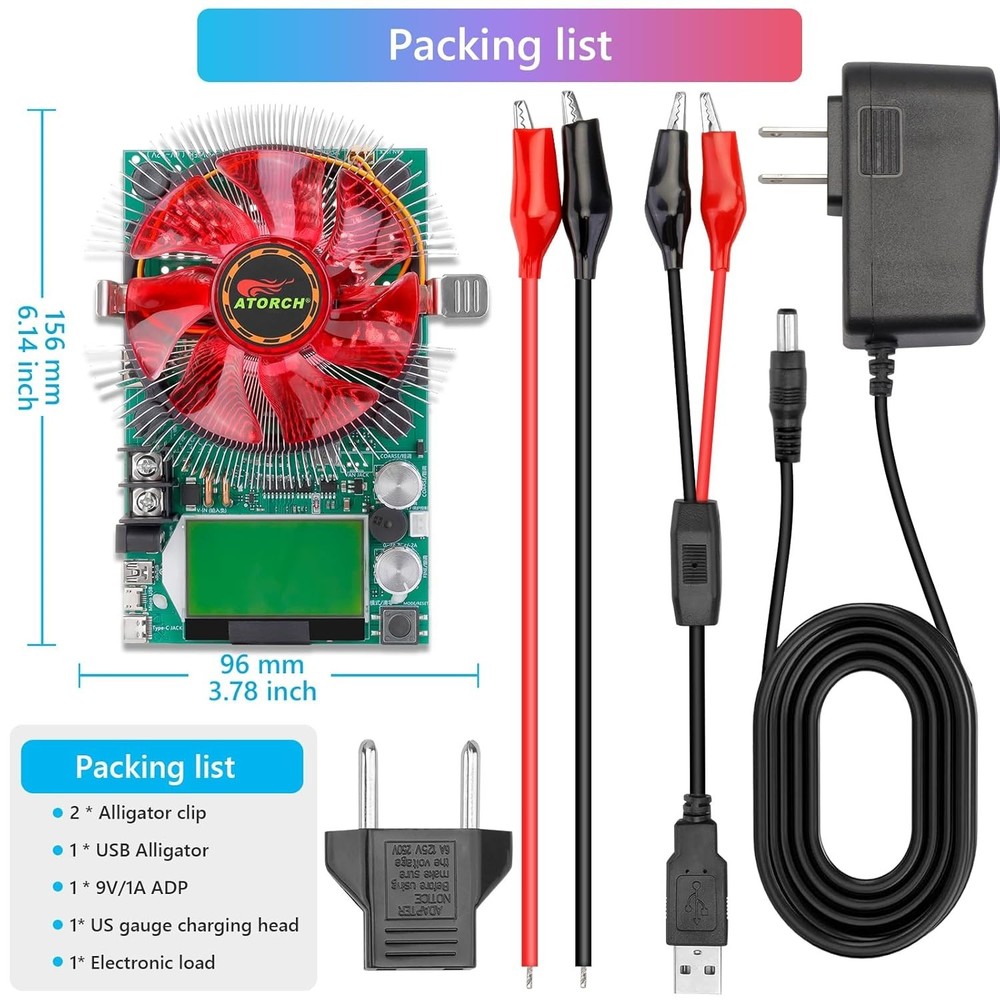 Smart USB Load Tester 150W 200V 20A Electronic Resistor Constant Current Module