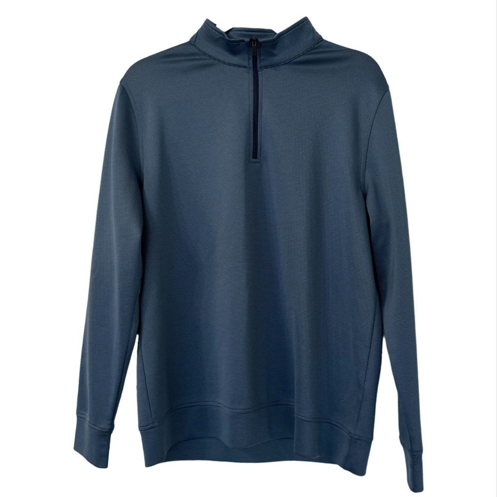 Hickey Freeman Sweater Mens M Blue 1/4 Zip Pullover Stretch Performance Golf
