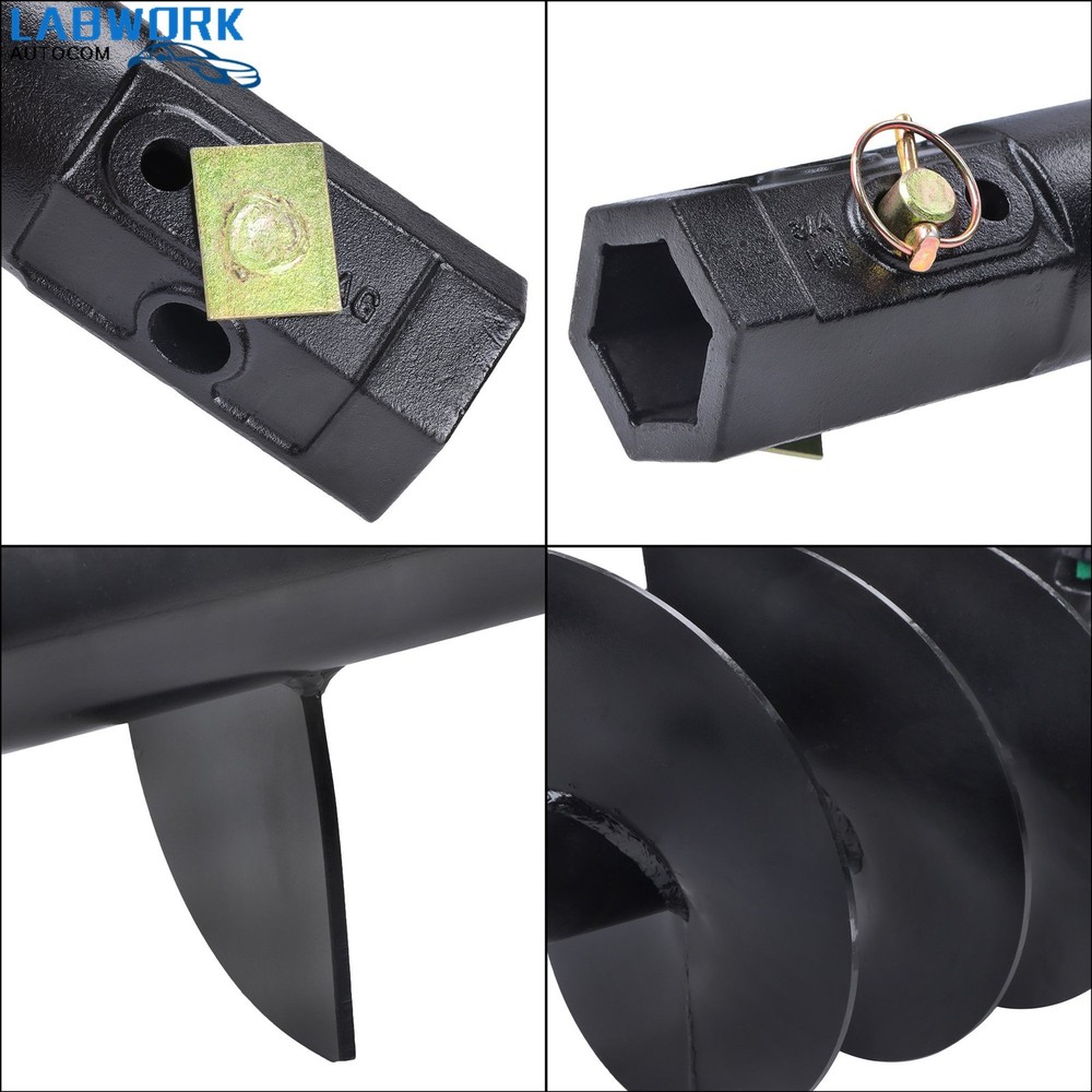 Attachments 12" x 48" Auger Bit for Post Hole Digger, 2" Hex Connect