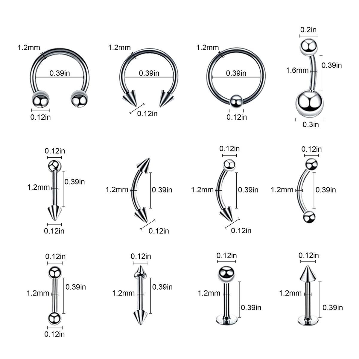 84 Pcs Professional Body Piercing Tool Kit Ear Nose Navel Nipple Needles Set