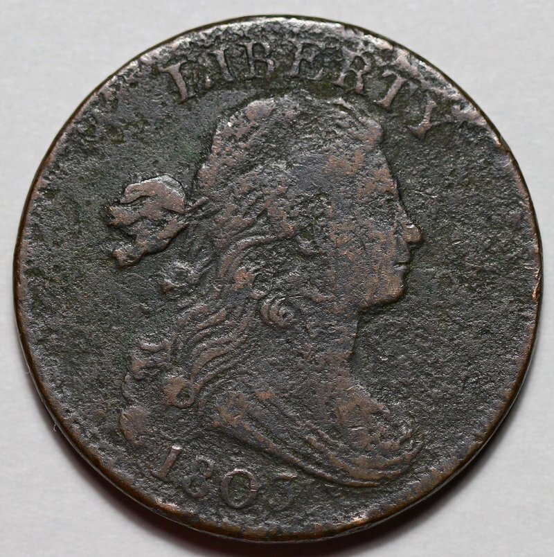 1803 Draped Bust Large Cent - Corrosion - US 1c Copper Coin