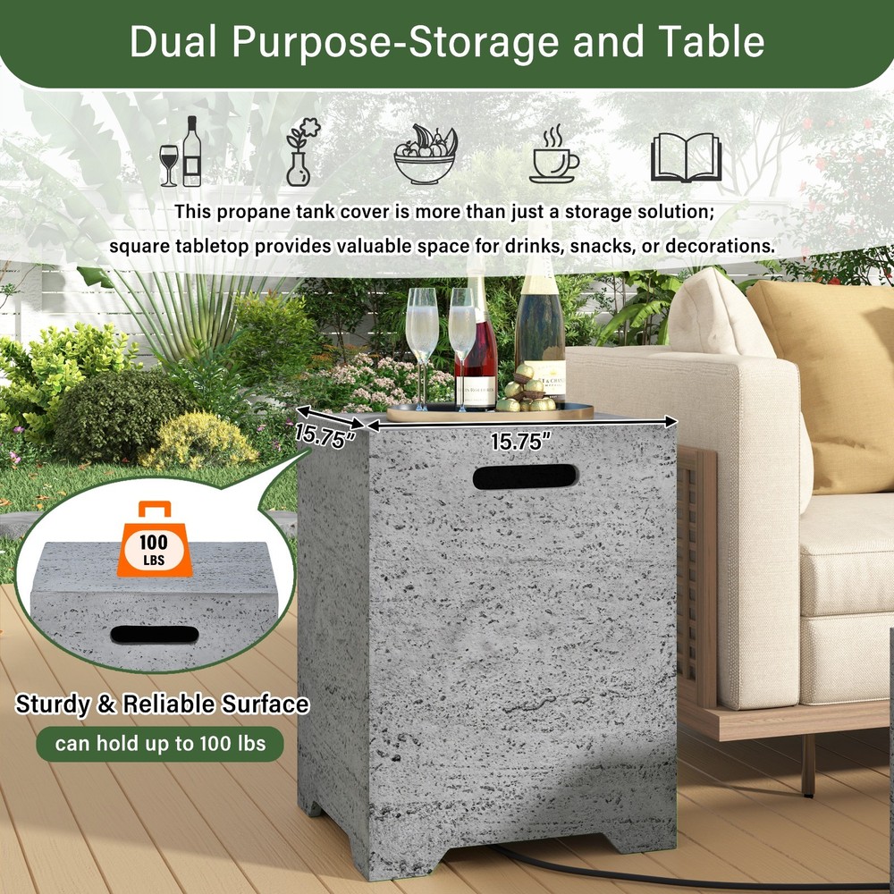 41.9'' Rectangular Outdoor Fire Pit & Propane Tank Stand Set