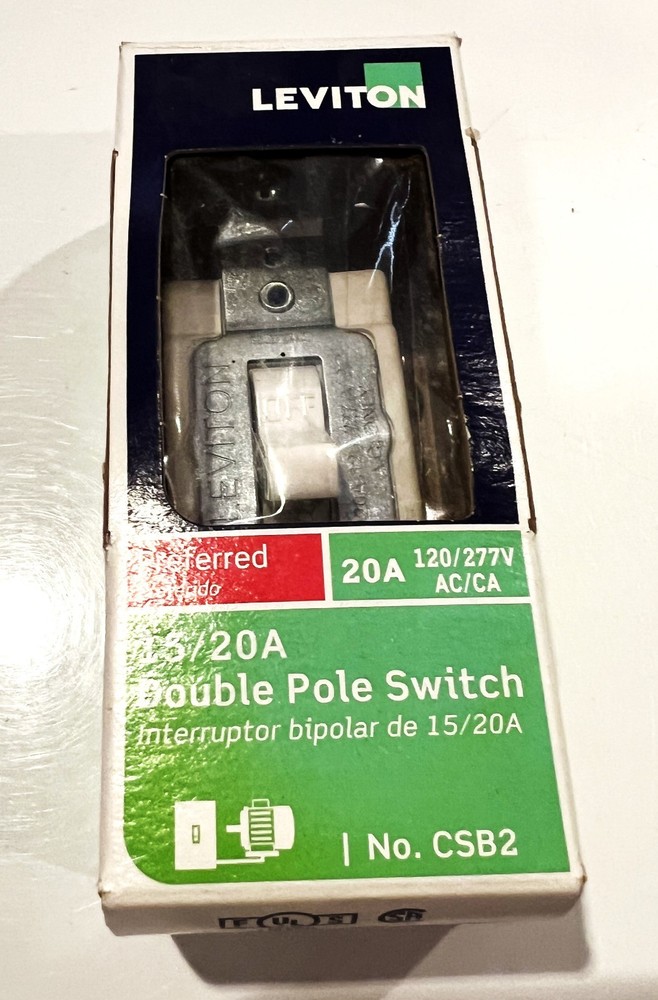 LEVITON CSB2 15/20A Double Pole Switch White
