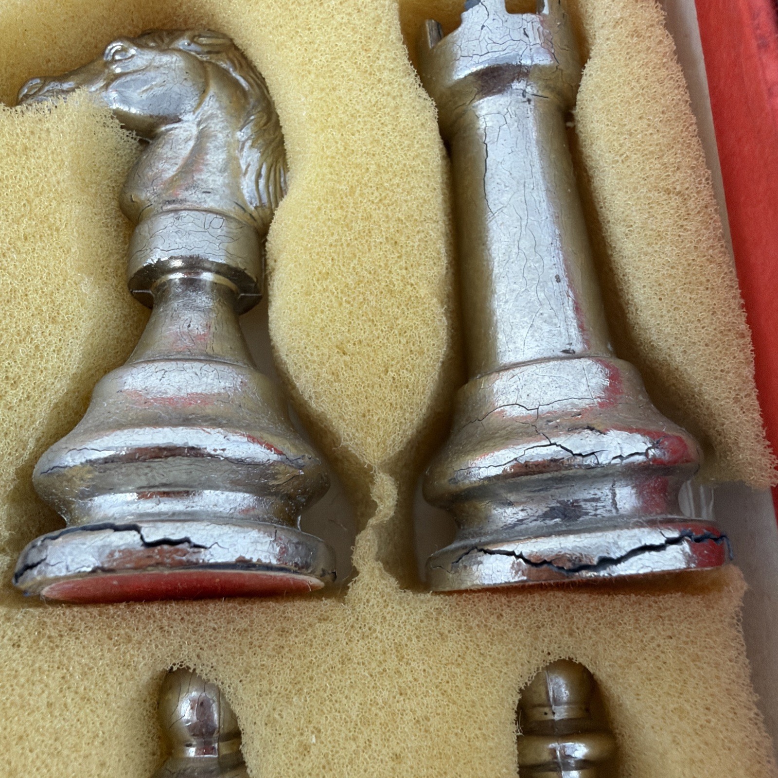 Italian 3" Brass and Cast Metal Complete Set of 32 Chess Pieces