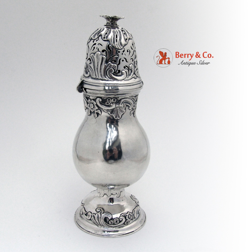 German Baroque Shell Scroll Shaker 1770-1790 Bremen 813 Standard Silver