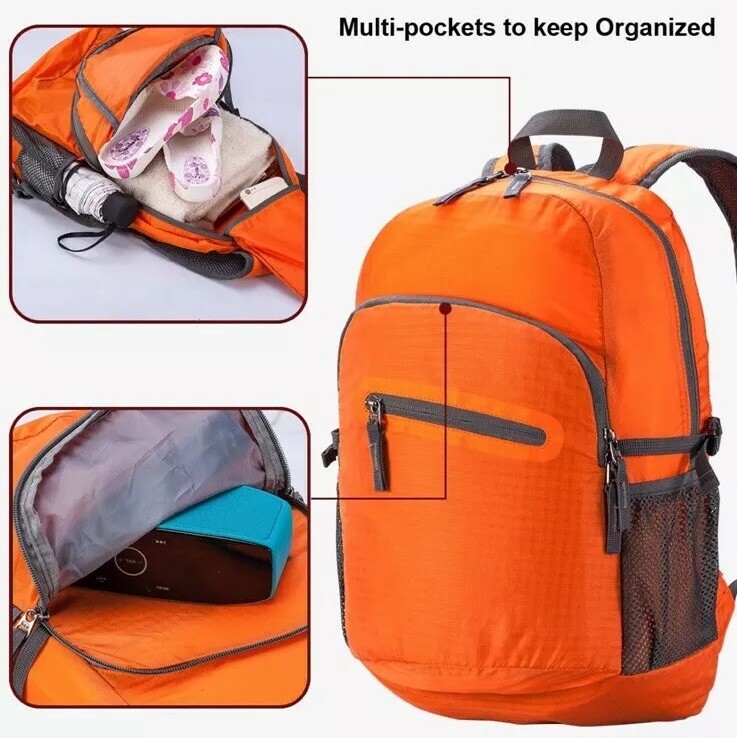 Lightweight 8oz Hiking Foldable Backpack Fold UP Back Pack Water Resistant Black