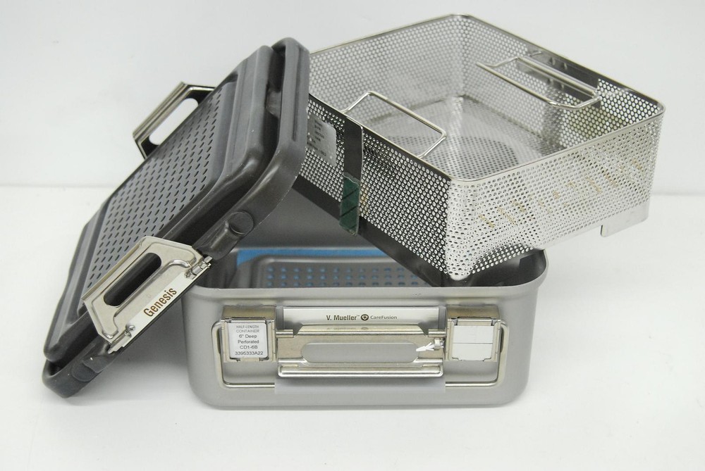 V. Mueller Genesis CD1-6B Sterilization Container W/ Filter Holders, Basket