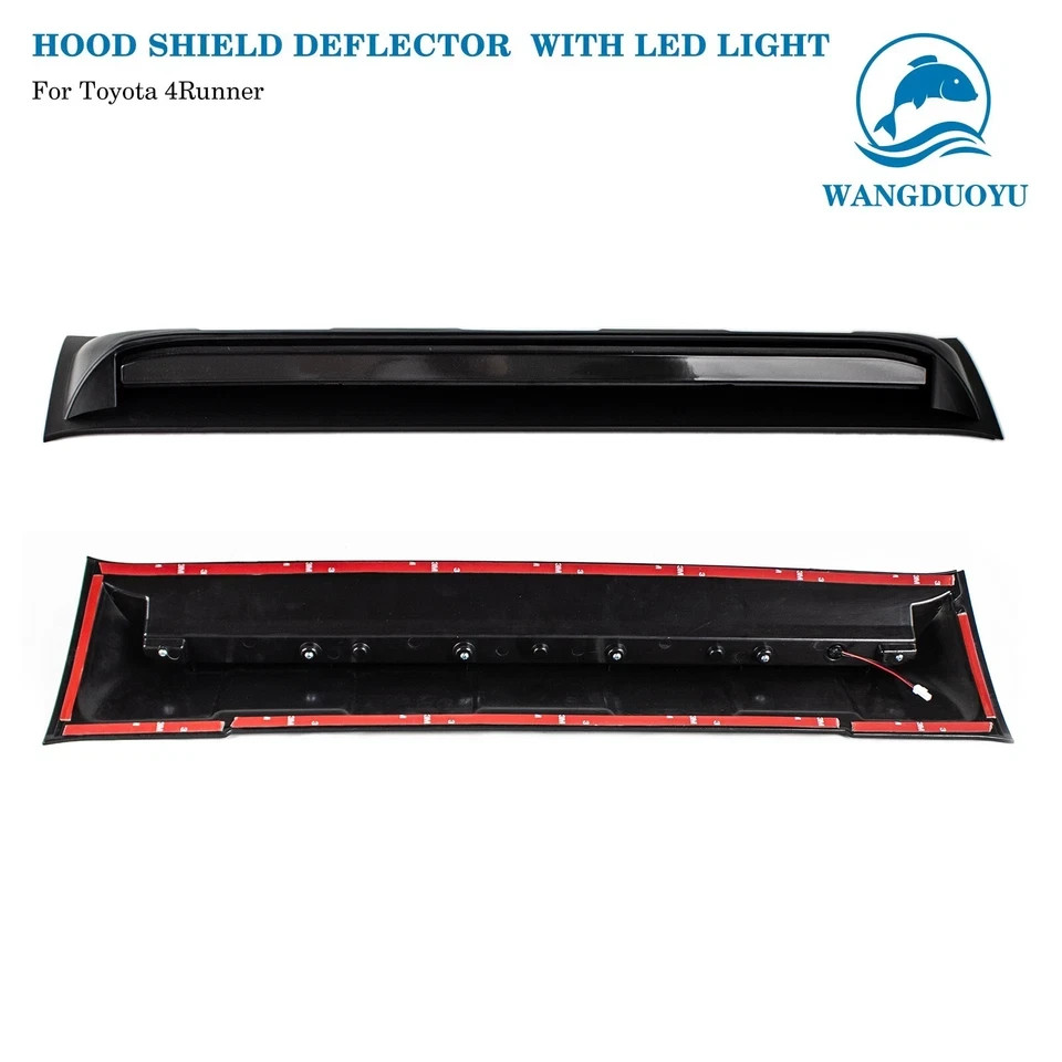 Hood Shield Protector for Toyota 4runner 2010-2024 with LED Lights (Matt Black)
