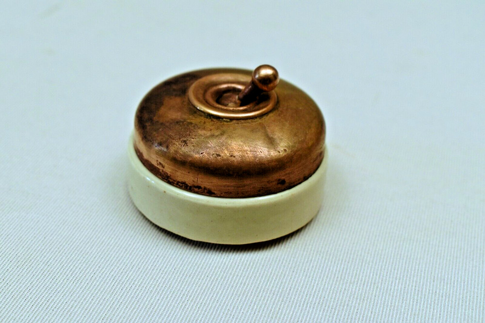 Vintage Crabtree Ceramic Toggle Light Switch Brass Industrial 2.5in UK Electri"R