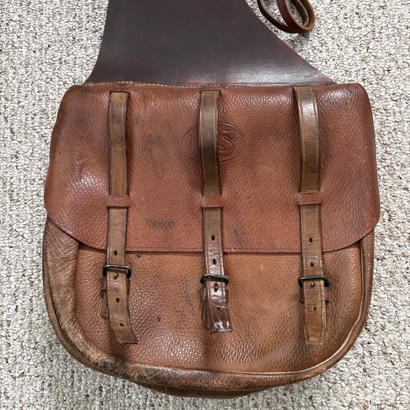 US Cavalry Saddle Bags WWI Antique Leather US Military Saddle Bags Army