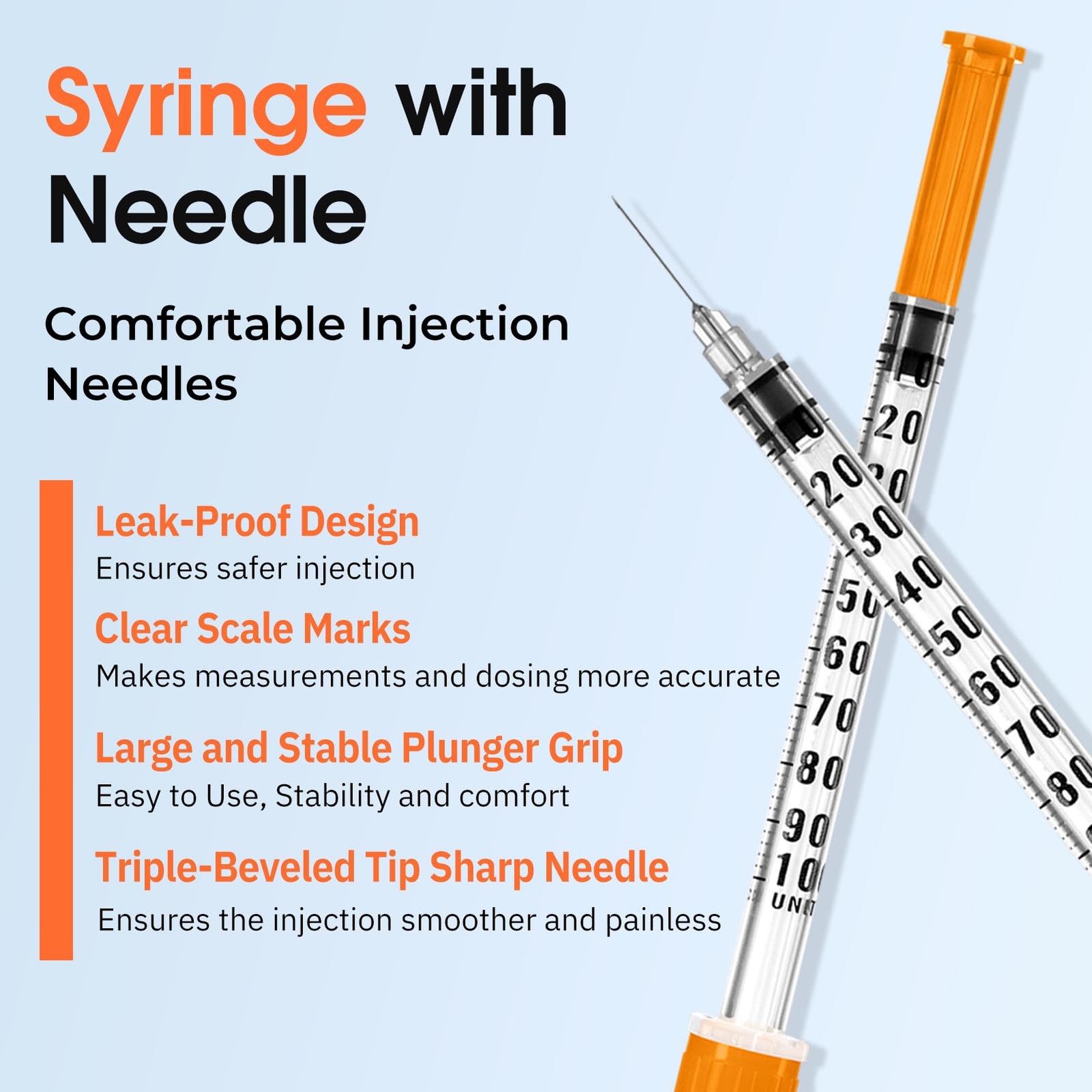 1ml 30G 5/16" (8mm) Syringe, Lab Syringes Individually Wrapped, Pack of 100
