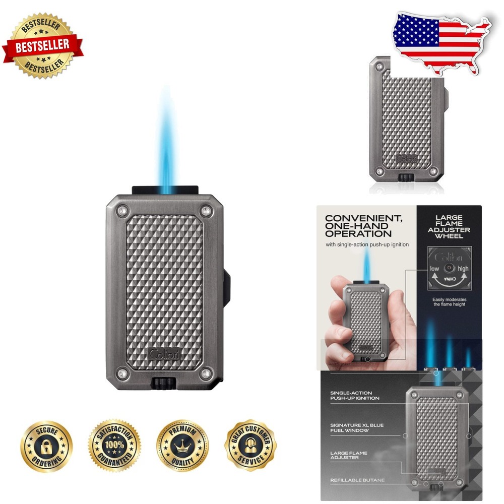 Authentic Rally Metal Torch Lighter, Windproof, Refillable Butane, Modern Style
