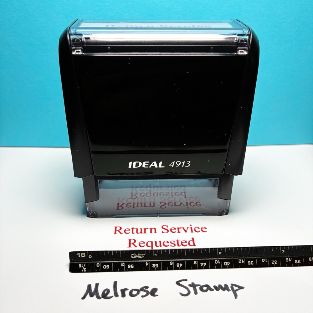 Return Service Requested Rubber Stamp Red Ink Self Inking Ideal 4913