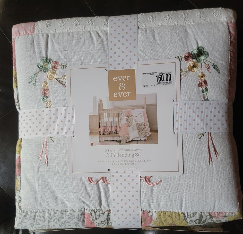 Ever & Ever 3 Piece Vibrant Blooms Crib Bedding Set