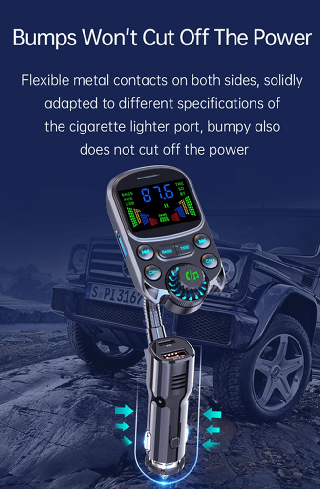 Bluetooth 5.3 Car FM Transmitter MP3 Player Hands free Kit USB PD Fast Charger
