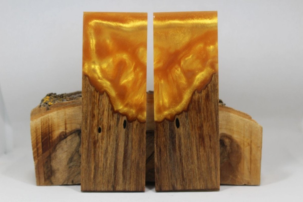 HYBRID STABILIZED MAPLE GOLD CUSTOM COMPOSITE KNIFE HANDLE MATERIAL (7467)