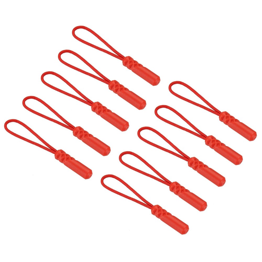Zipper Pulls Extension Handle Cord, 20 Pack Plastic Cylindrical Head, Red