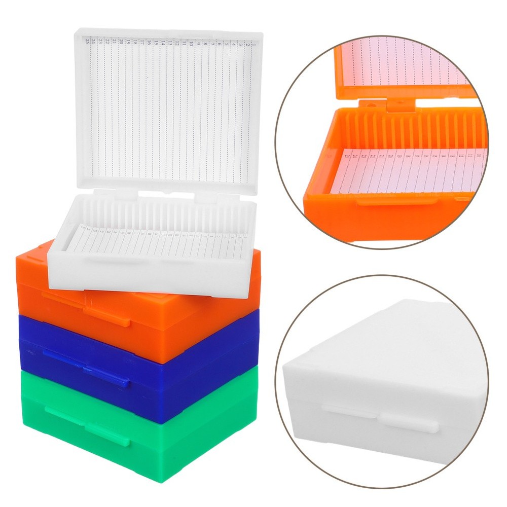 4pcs Plastic Microscope Slide Storage Boxes 25 Slots for Laboratory Experiments