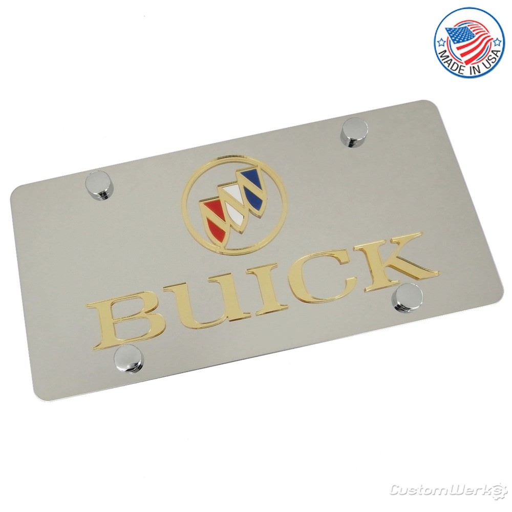 Buick Dual Logo License Plate (Gold on Chrome)