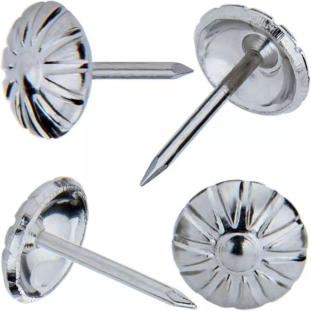 Unique Daisy Pattern Silver Upholstery Tacks, 100PCS, Perfect for Home Projects