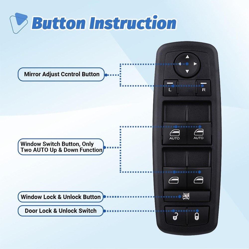 Obaee Master Power Window Switch Door Lock Main Control Button Front Black