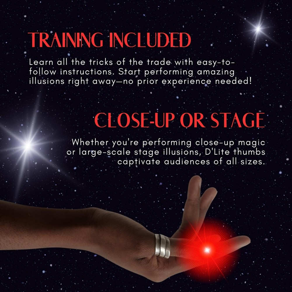D'lite Magic Thumb Lightup Trick Set / 2 Original Regular, Regular Red